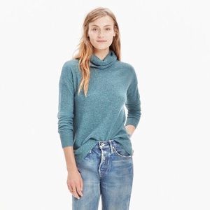 Madewell | ribbed turtleneck sweater alpaca teal
